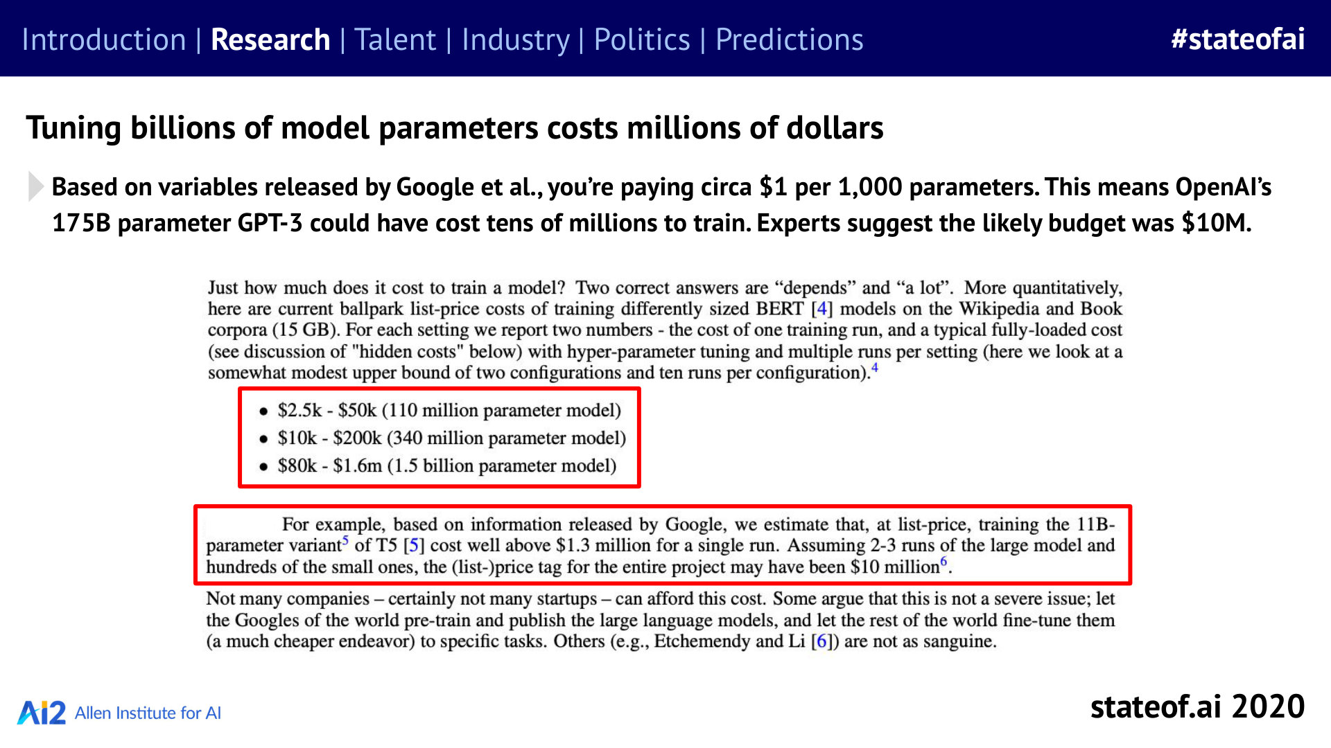 GPT-3 makes training budgets a central issue - 2020 report, PDF page 17