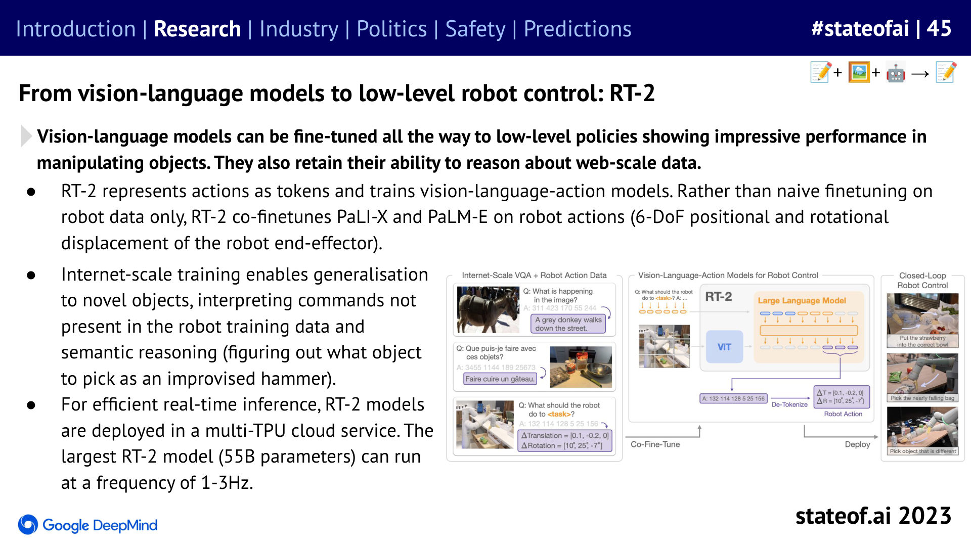 RT-2 turns actions into model outputs - 2023 report, slide 45