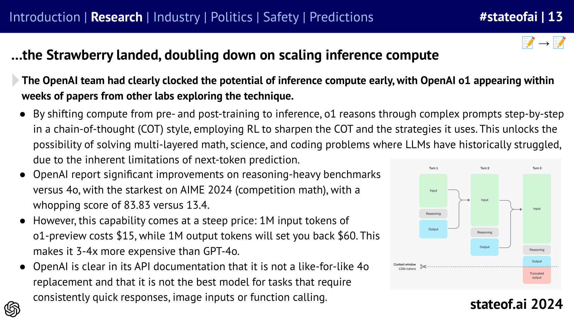 Models spend more compute on an answer - 2024 report, slide 13
