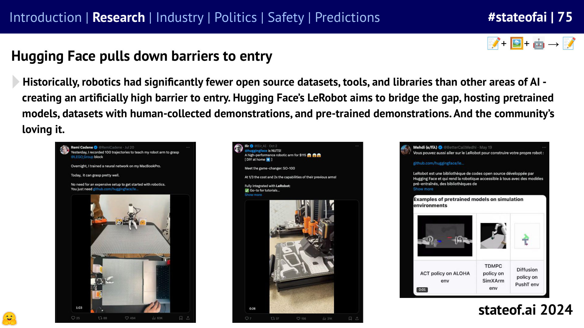Shared tools lower the barrier to robotics - 2024 report, slide 75